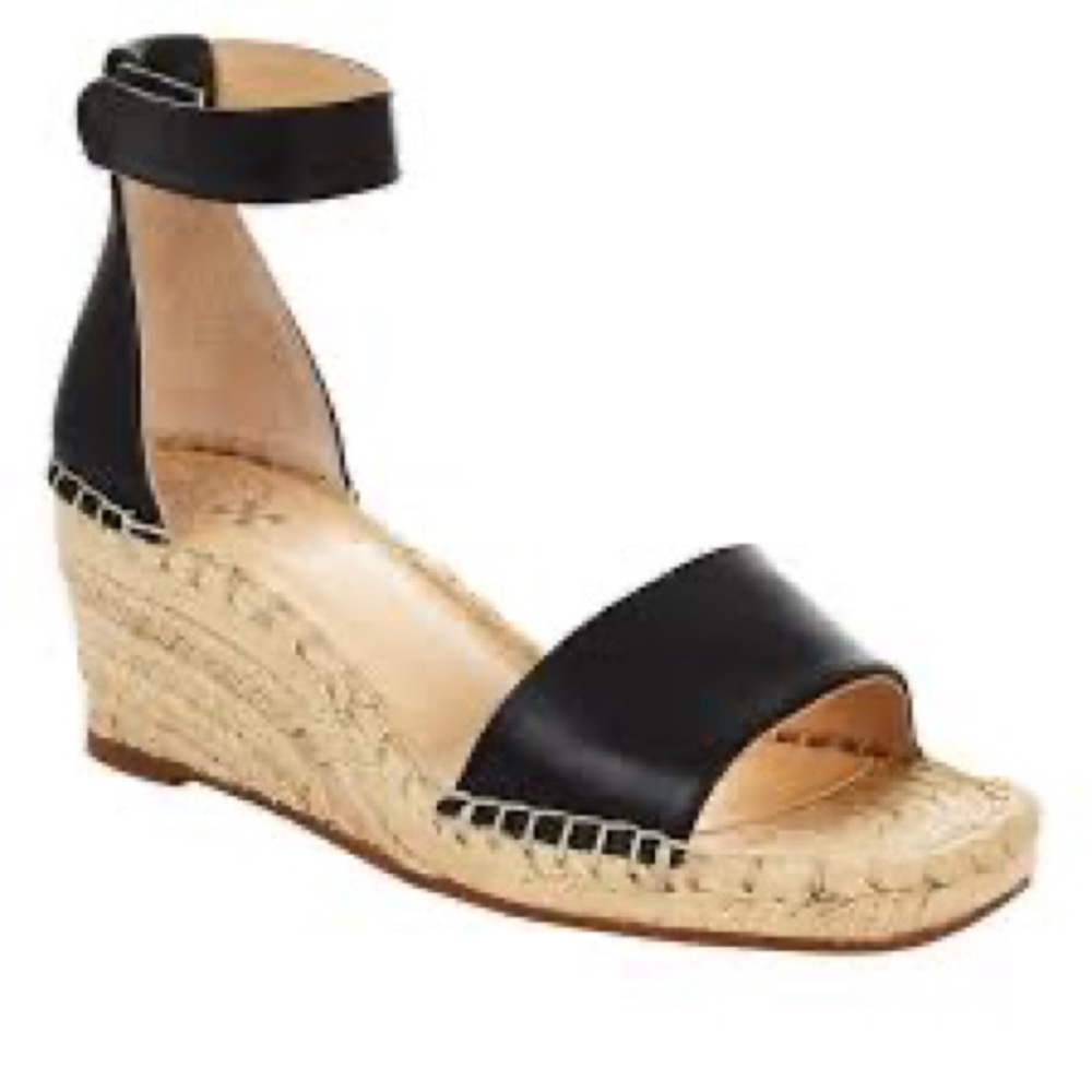 Like new Vince Camuto Black Jesla Leather Espadrille Sandal 9.5